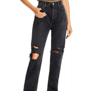 AGOLDE Women's Black '90s Pinch Waist Jean High Rise Straight Denim Jean